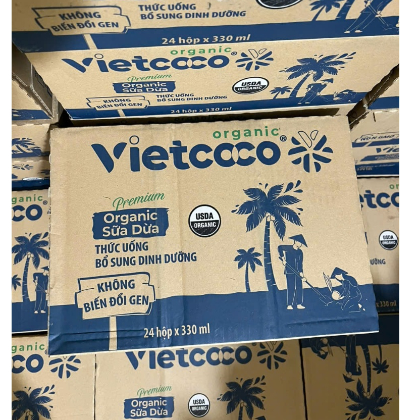 (Tổng kho sỉ hà nội) SỮA DỪA Organic Vietcoco 330ml / 1 thùng 24 hộp