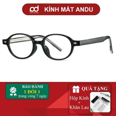 Gọng kính cận thời trang nam nữ ANDU dáng bầu dục chất liệu nhựa cốt kim loại phong cách Y2K - 28037