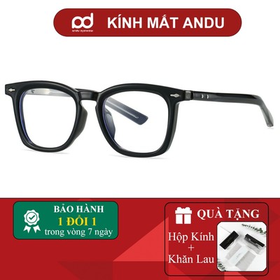 Gọng kính cận thời trang nam nữ ANDU dáng vuông cổ điển chất liệu nhựa cốt kim loại - 28032