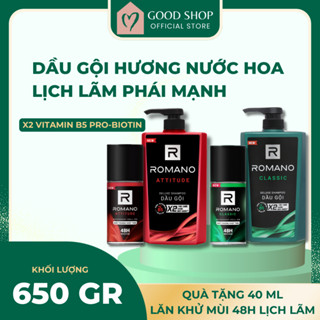  Dầu Gội Romano Hương Nước Hoa Nam Pro-vitamin B5 Tóc Mềm Chắc Khoẻ Gấp 2 Lần Classic\Attitude 650G 