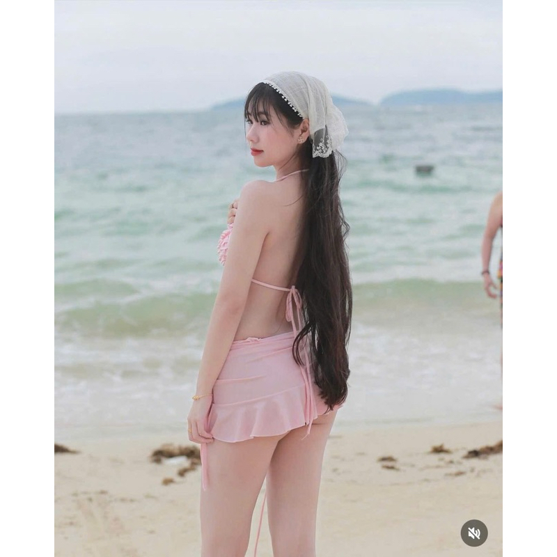 Bikini set 3 mảnh tam giác bèo phối váy cột đuôi cá ( che tên sp) | BigBuy360 - bigbuy360.vn