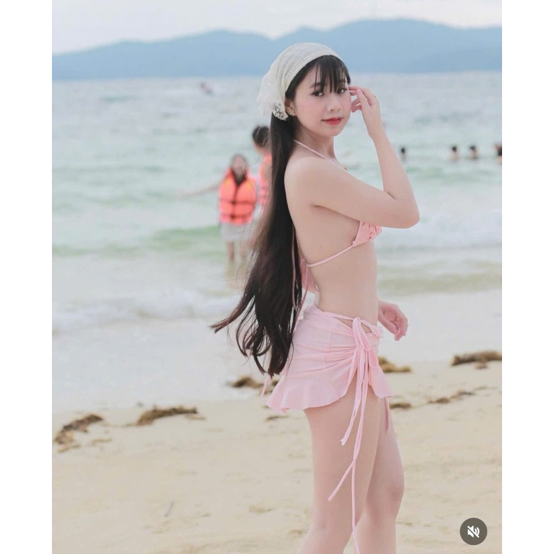 Bikini set 3 mảnh tam giác bèo phối váy cột đuôi cá ( che tên sp) | BigBuy360 - bigbuy360.vn