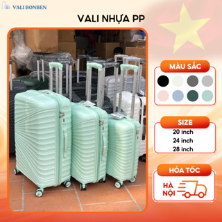 Vali Nhựa PP Size 20/24/28 Nhẹ Bền Chống Vỡ Chống Nước, Vali Du Lịch Du Học Công Tác Giá Rẻ