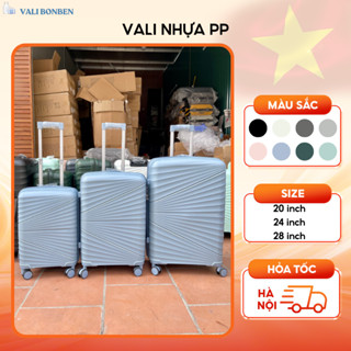 Vali Size 20/24/28 Nhựa PP Nhẹ Bền Chống Va Đập, Vali Du Lịch Du Học Công Tác Giá Rẻ