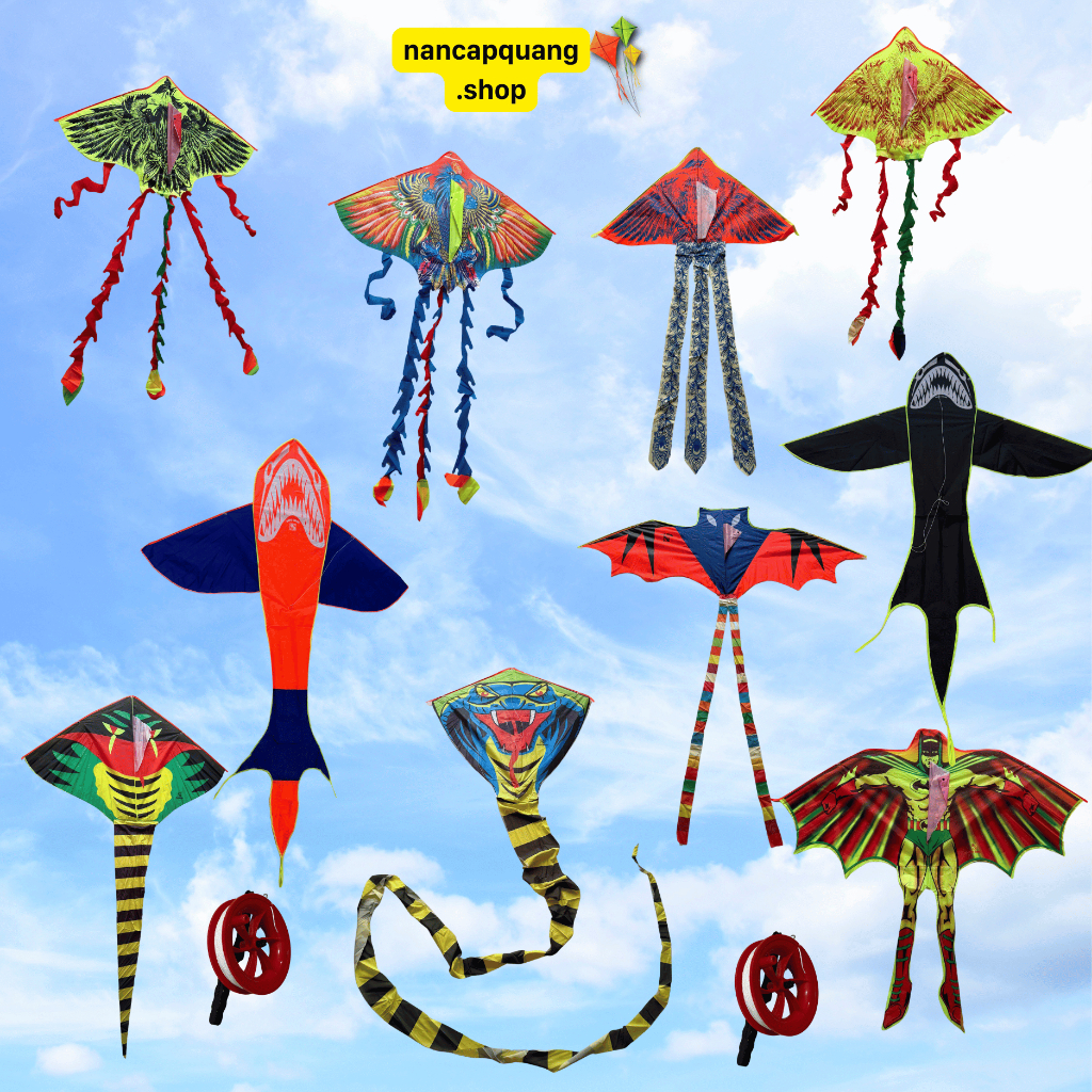 Diều Phượng Hoàng, Diều Cá Mập, Diều Đại Bàng, Diều Giá Rẻ Cho Bé Tặng Kèm Cuộn Dây 100m