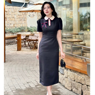 Váy đầm thiết kế U&M cổ sen dáng ôm chữ A thanh lịch nhẹ nhàng đi làm đi chơi, đi tiệc có Bigsize (V14)