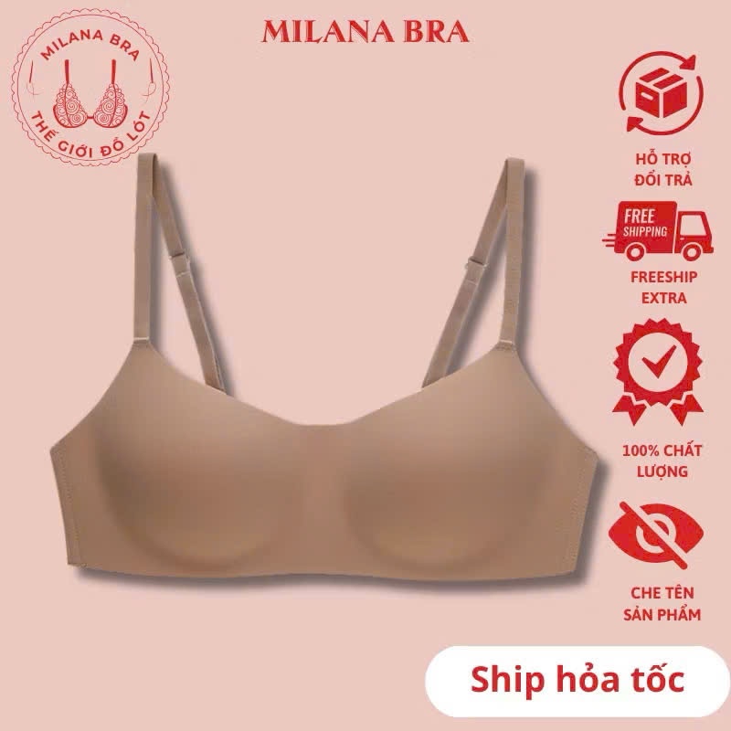 [Full size 32-38]Áo lót nữ MILANA, áo su đúc cup ngang đệm mỏng không gọng chống chảy xệ AL158