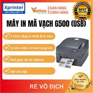 VIETHAS - Máy in mã vạch, in tem nhãn Godex G500 cổng USB kết nối với máy tính