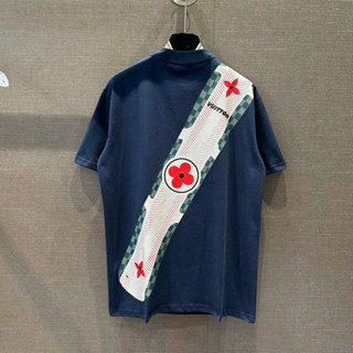 Áo phông nam nữ Premium Cotton PB in nổi logo ngực phối hoạ tiết dải sọc caro hoa chéo lưng AP611P