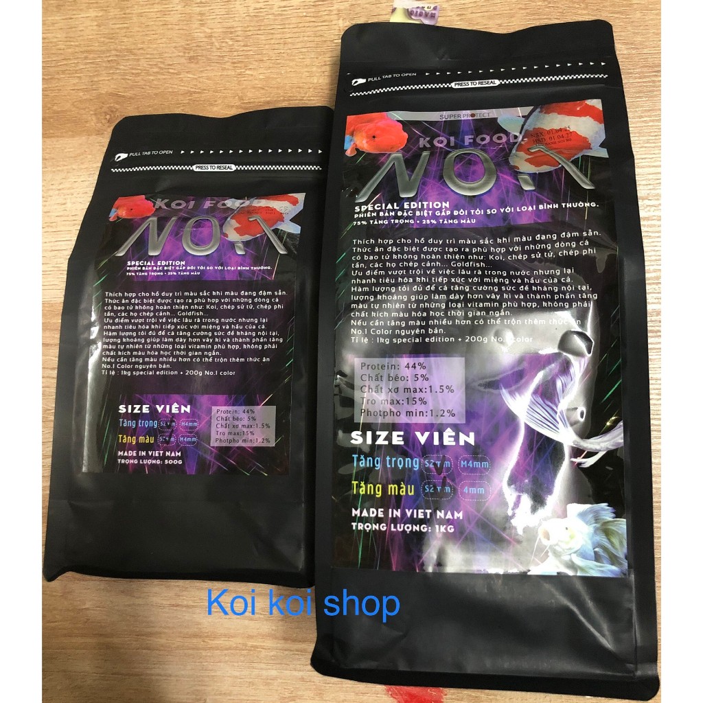 Thức ăn No.1 hạt nổi cho cá chép sư tử, cá Tamasaba, cá Ranchu, cá chép vàng, cá phi tần size nhỏ 2mm-3mm