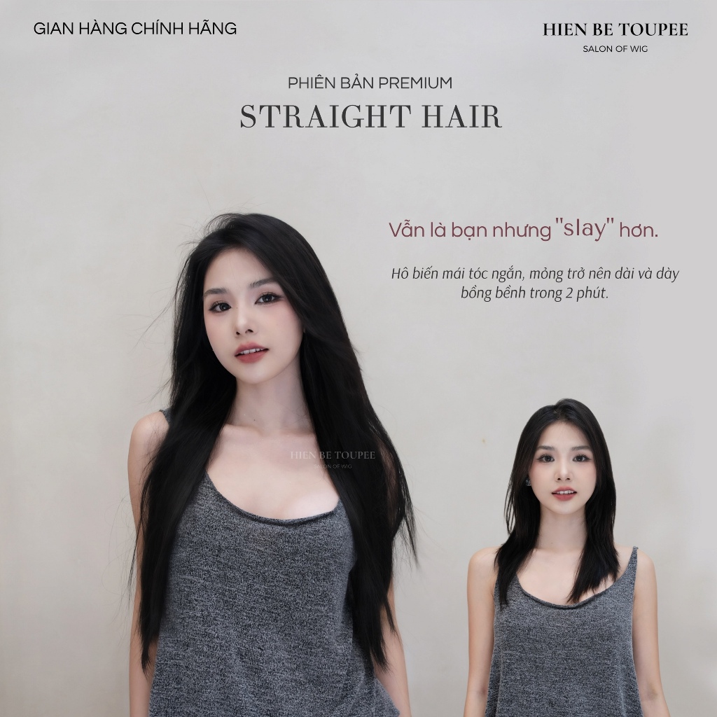 Tóc Kẹp 6 Phím HIEN BE TOUPEE Thẳng 50cm Sợi Keratin