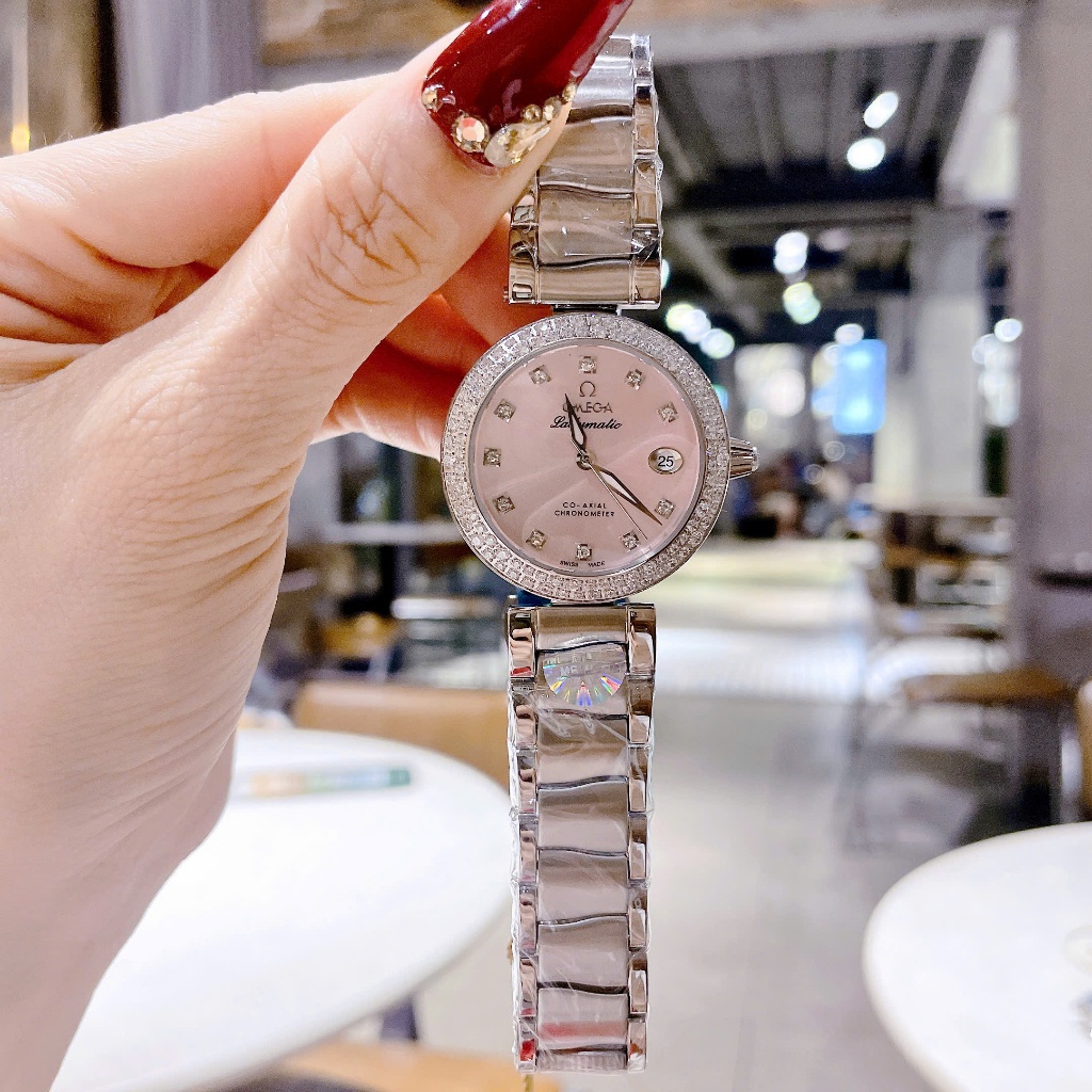 Đồng hồ nữ đeo tay dây kim loại cao cấp chống nước 0me.ga size 34mm fullbox vỏ thép không gỉ