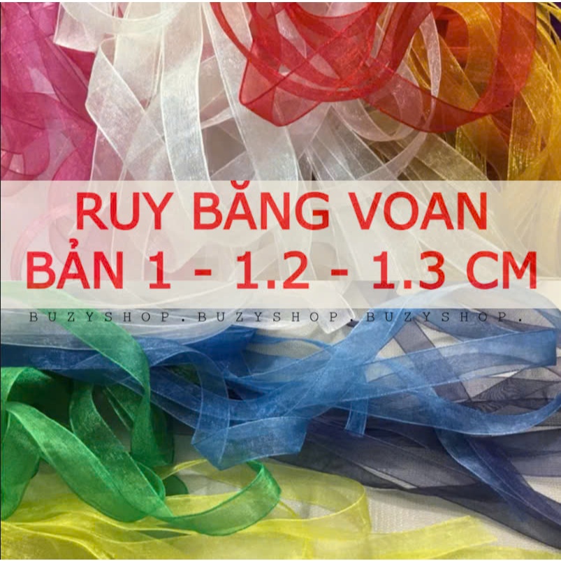 [MUA NHIỀU GIẢM GIÁ] [27MÀU] Ruy băng voan bản 1 - 1.2 - 1.5 cm trang trí, may vá thủ công [nguyên liệu handmade]