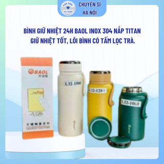  Bình giữ nhiệt 24h BAOL inox 304 Nắp titan cao cấp dung tích 1000ml 1280ml 1500ml 