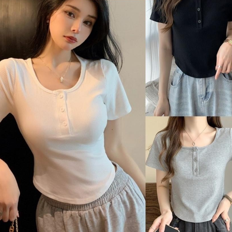 Sét  CÚC ÁO  U tay ngắn kèm quần suông cạp chun phong cách Hàn Quốc M1402 | BigBuy360 - bigbuy360.vn