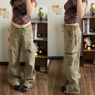   sẵn  Quần ống rộng kaki túi hộp màu nâu be unisex QKK002 - Tiktik 
