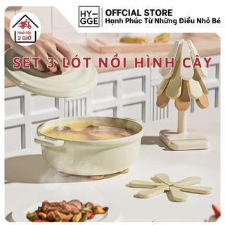 Lót Nồi Silicon Chịu Nhiệt Độ Cao Chống Bỏng Không Thấm Dầu Mỡ Dễ Vệ Sinh Set 3 Chiếc Hình Cây