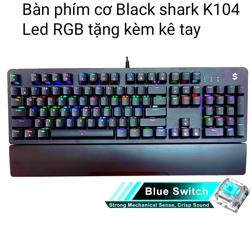 Bàn phím cơ gaming Black Shark K104 Tặng kèm kê tay tháo rời - Led RGB - Antighosting full phím - Khung viền kim loại | BigBuy360 - bigbuy360.vn