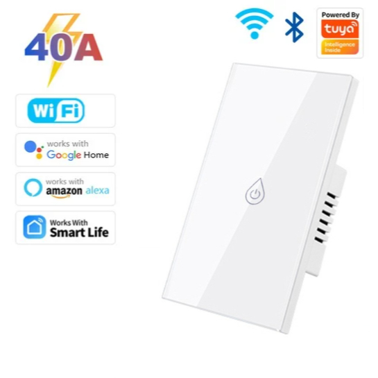 Công tắc bình nóng lạnh, điều hoà 40A WIFI TUYA, hẹn giờ bật tắt từ xa, công suất cao