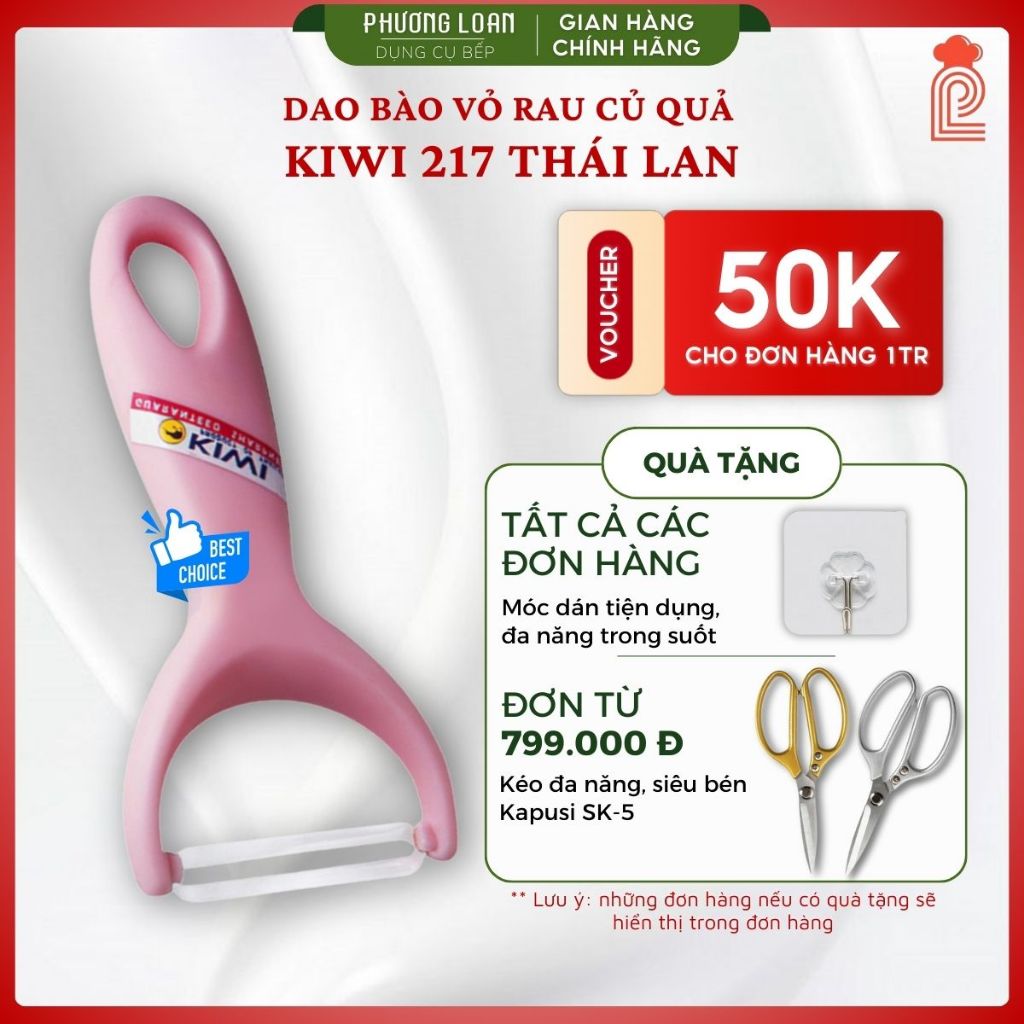 Nạo Rau Quả Đa Năng Kiwi 217 Thái Lan - Lưỡi Inox Sắc Bén, Tay Cầm Nhựa Chống Trượt, Dụng Cụ Nhà Bếp
