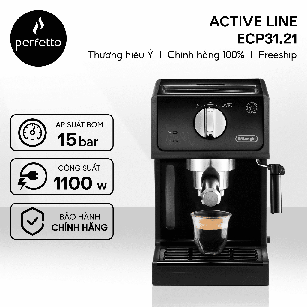 ECP31.21 - Máy pha cà phê DeLonghi ECP31.21 - Nén 15 Bar - Bảo hành 12 tháng