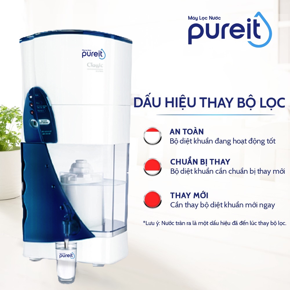 [KHÔNG DÙNG ĐIỆN] Máy lọc nước uống gia đình Pureit Classic 9L [BH 6 THÁNG]