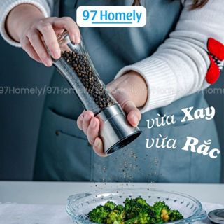 Lọ Xay Tiêu Cầm Tay Thủy Tinh (Nắp Inox) Nhuyễn Hạt 97Homely Cối Xay Tiêu Cầm Tay Xay Nhuyễn Hạt Khô Các Loại