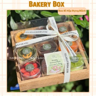 Hộp Giấy Kraft 9 Ô Nắp Nhựa Trong Đựng Bánh Ngọt Mix (Set 10)