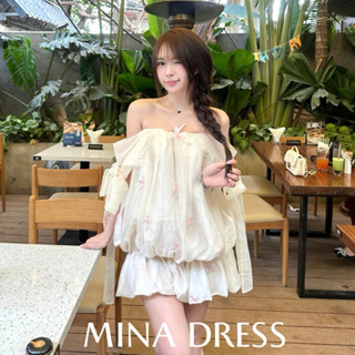 Mina Dress- Váy hè tơ mềm thêu nơ tay bồng thắt nơ điệu cho nữ - BRAND BY FAIRY 🧚🏻(TẶNG KÈM QUẦN BẢO HỘ)