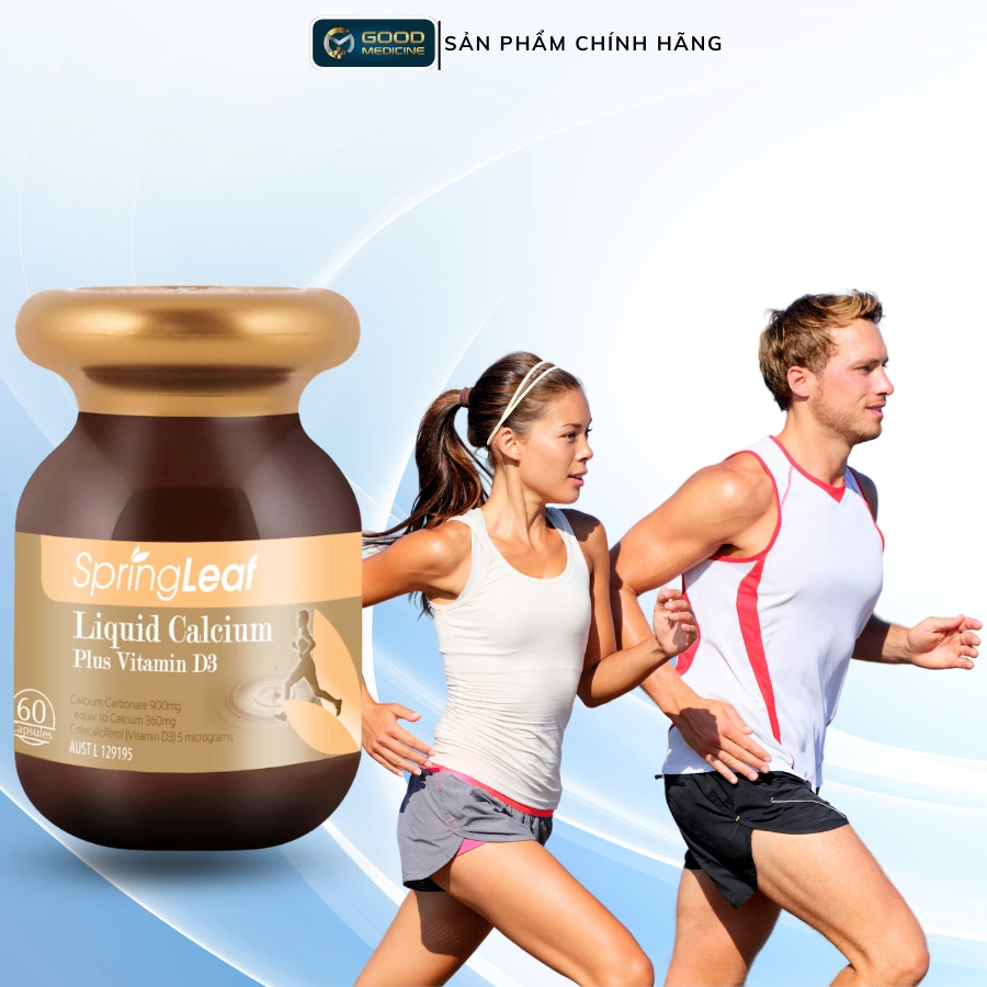 Bổ sung Calcium, Vitamin D3, giúp xương chắc khỏe SPRING LEAF LIQUID CALCIUM PLUS VITAMIN D3 (60 viê