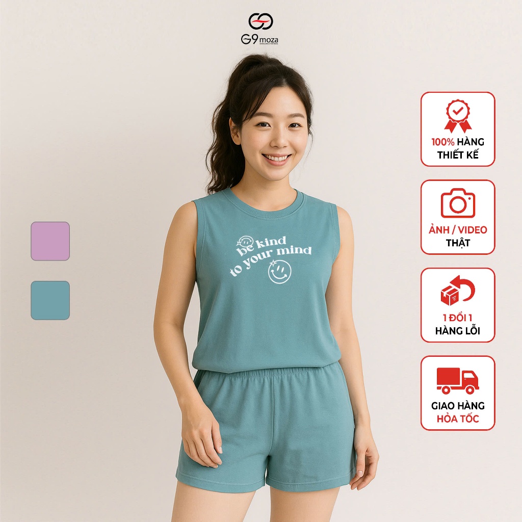 Bộ cotton sát nách GS104 G9moza, chất cotton mềm mịn thoáng mát