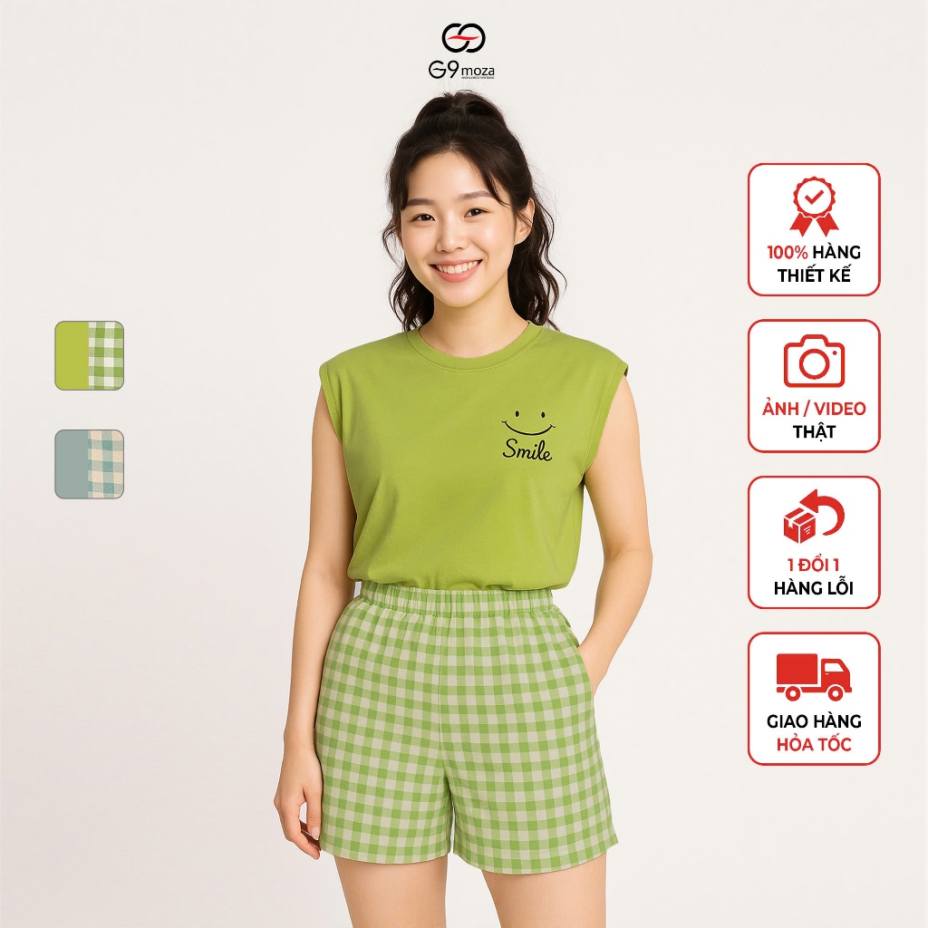 Bộ cotton sát nách GS102 G9moza, chất cotton mềm mịn thoáng mát