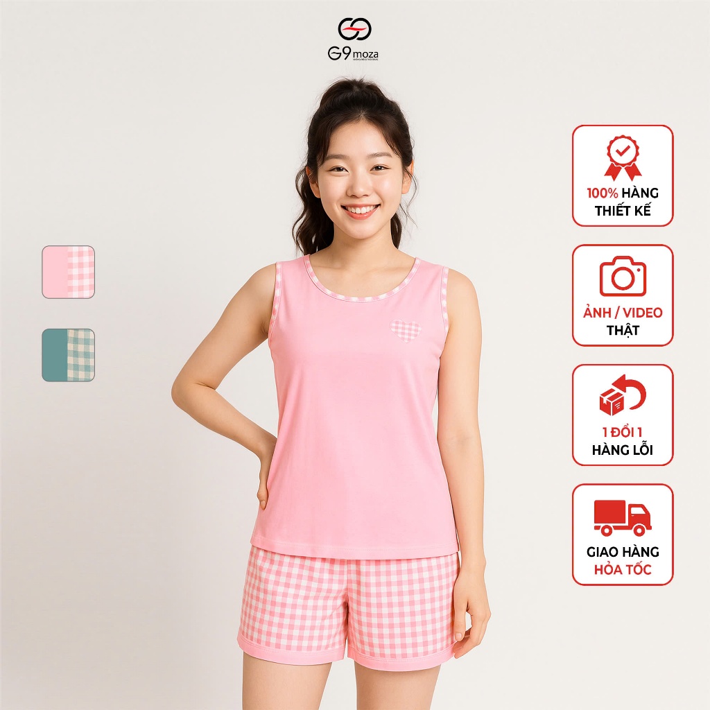 Bộ cotton sát nách GS108 G9moza, chất cotton mềm mịn thoáng mát