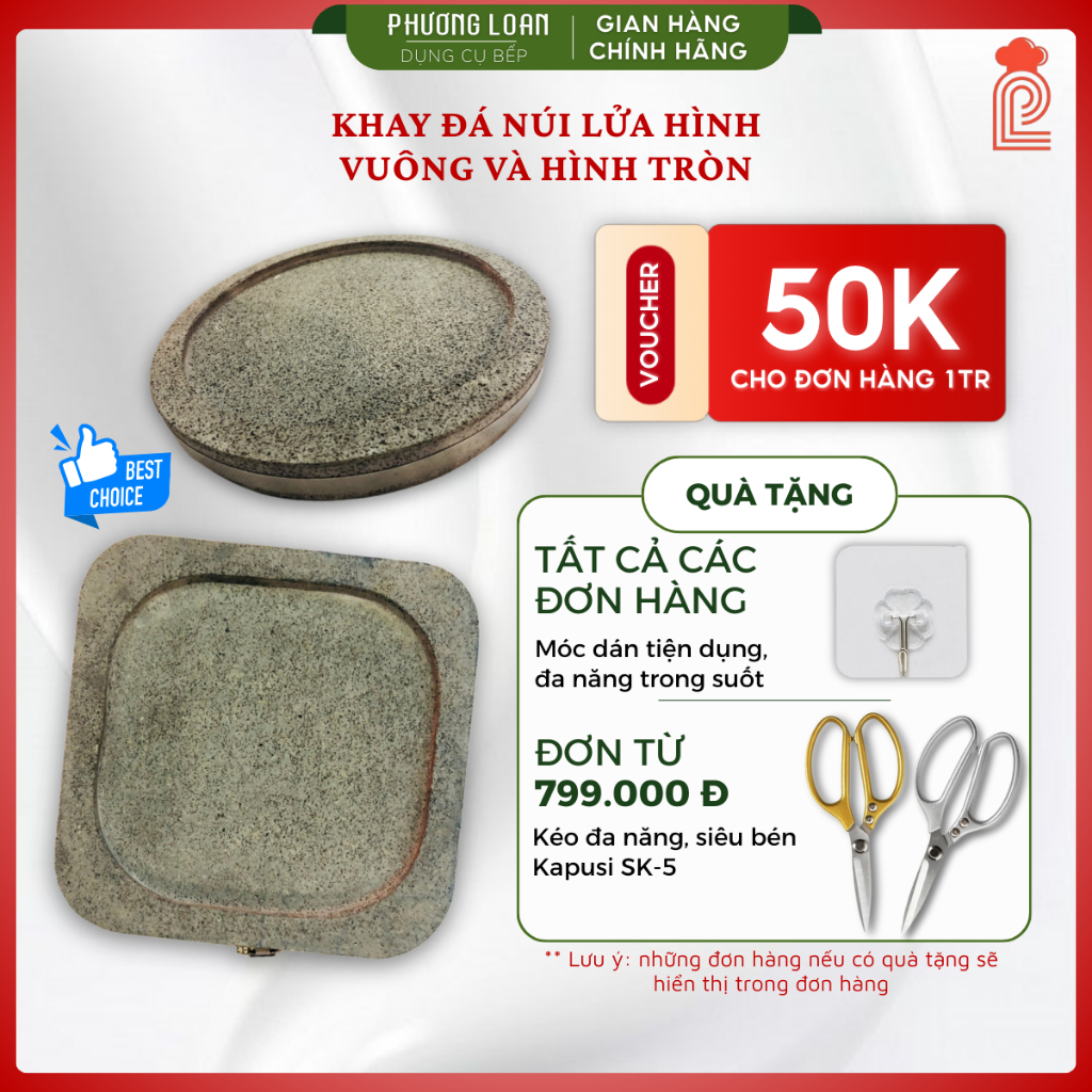 Khay đá nướng thịt núi lửa hình vuông và hình tròn