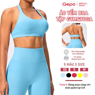 Áo Bra Cổ Yếm Tập Gym Tập Yoga Cho Nữ Chất Dệt Kim Elasten Đanh Chất, Mềm Mịn Sẵn Mút Gepo GP237