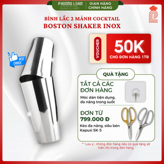Bình lắc 2 mảnh cocktail boston shaker inox 850ml