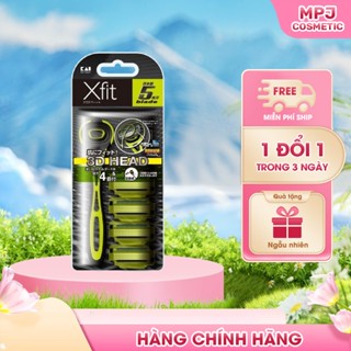 Dao Cạo Râu 5 Lưỡi Kép Kai Razor 3D Head Xfit 01307 (Set 1 Cây Và 4 Lưỡi Thay Thế)