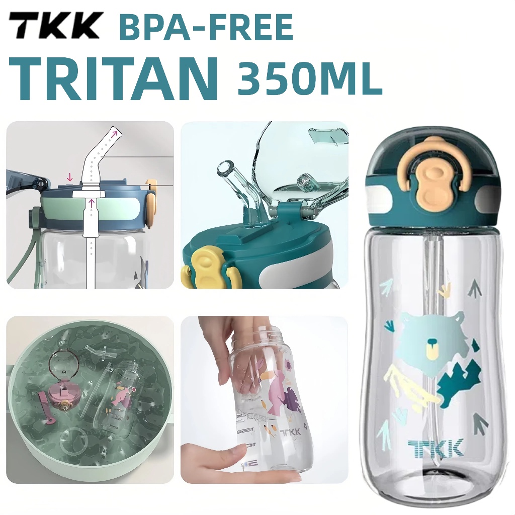 Bình Nước Cho Bé 350ml bình tập hút cho bé bình nước con vịt trẻ em đi học tritan bpa-free