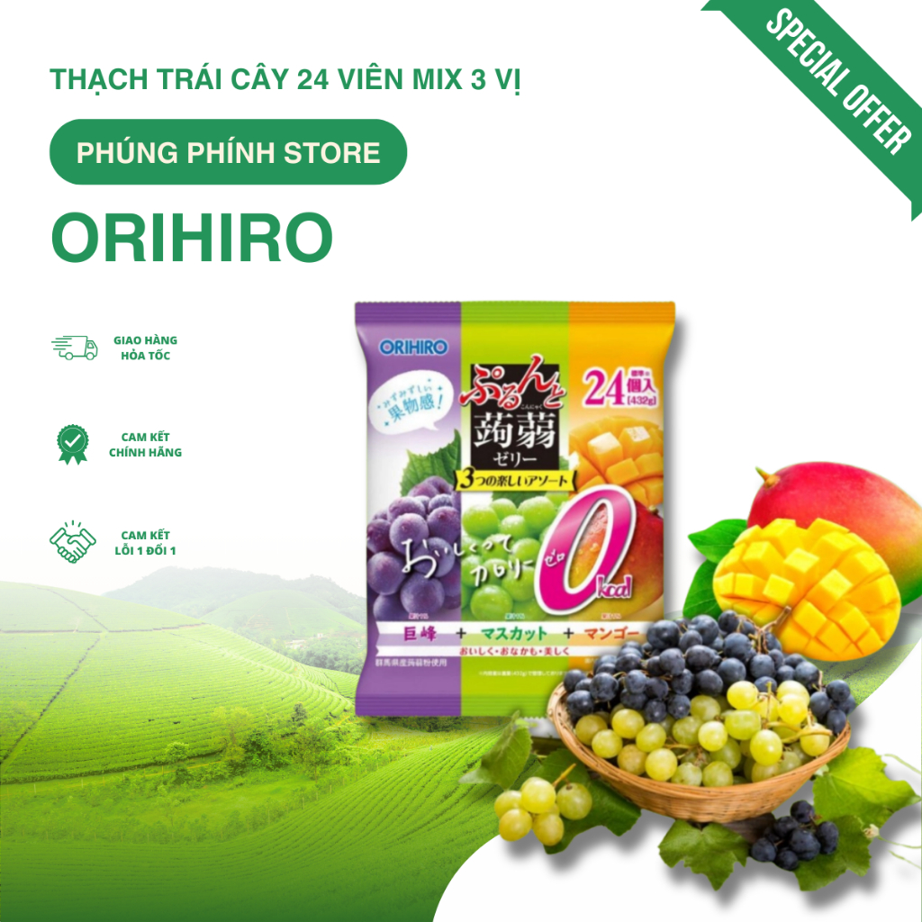 Thạch Trái cây Orihiro 24 viên ( 3 vị )