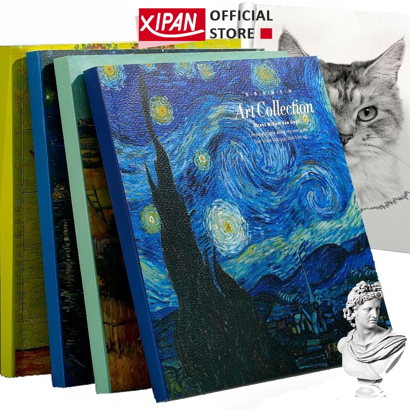 Sổ vẽ phác thảo Sketchbook Van Gogh 20K 80 trang sổ vẽ màu nước Xipan sổ vẽ chì 80gsm