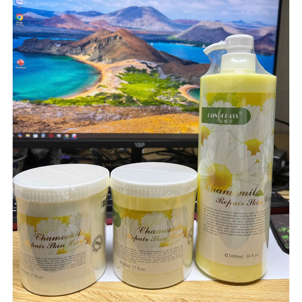 BỘ CHĂM SÓC DA HOA CÚC. KEM MASSAGE, TẨY DA CHẾT, SỮA RỬA MẶT VÀ NƯỚC HOA HỒNG.