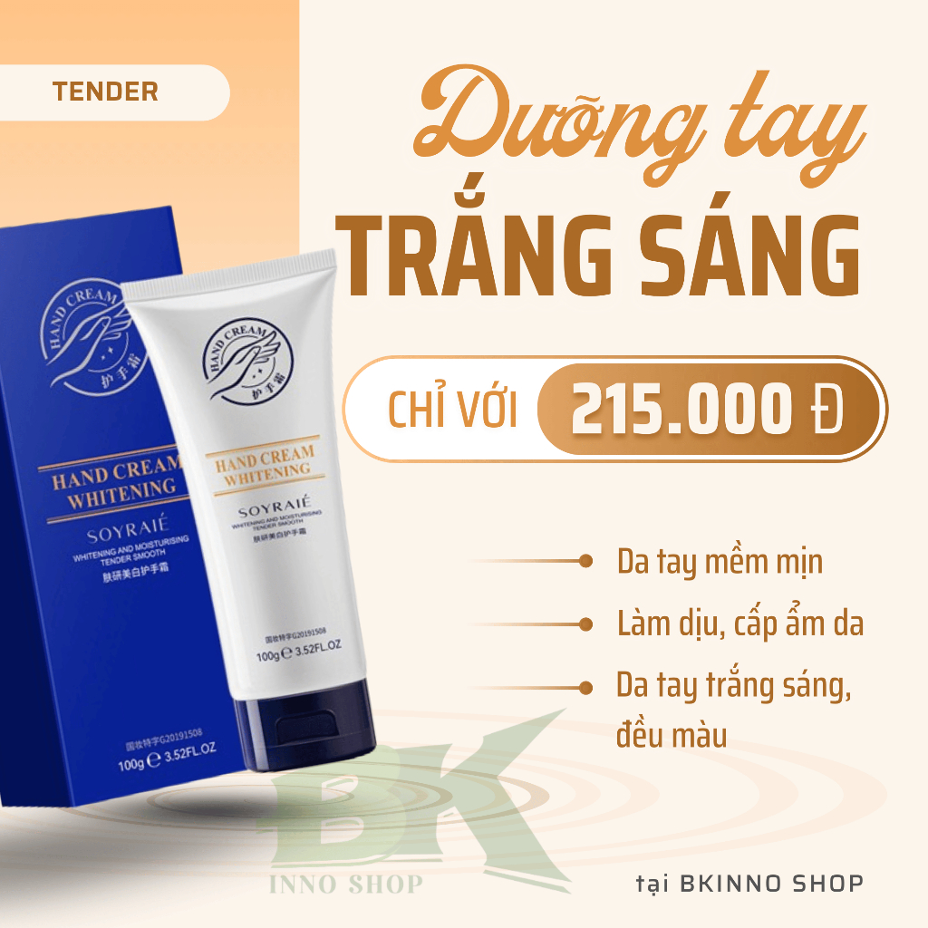 Kem Dưỡng Da Tay TENDER 100Gr - Giúp Da Tay Mềm Mịn, Trắng Sáng, Mờ Thâm Sạm, Trẻ Hoá Đôi Tay, Xoá Mờ Nếp Nhăn, Đồi Mồi