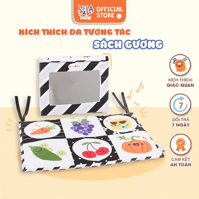 Sách vải có gương Tummy time lalala baby âm thanh sột soạt phát triển đa giác quan cho bé