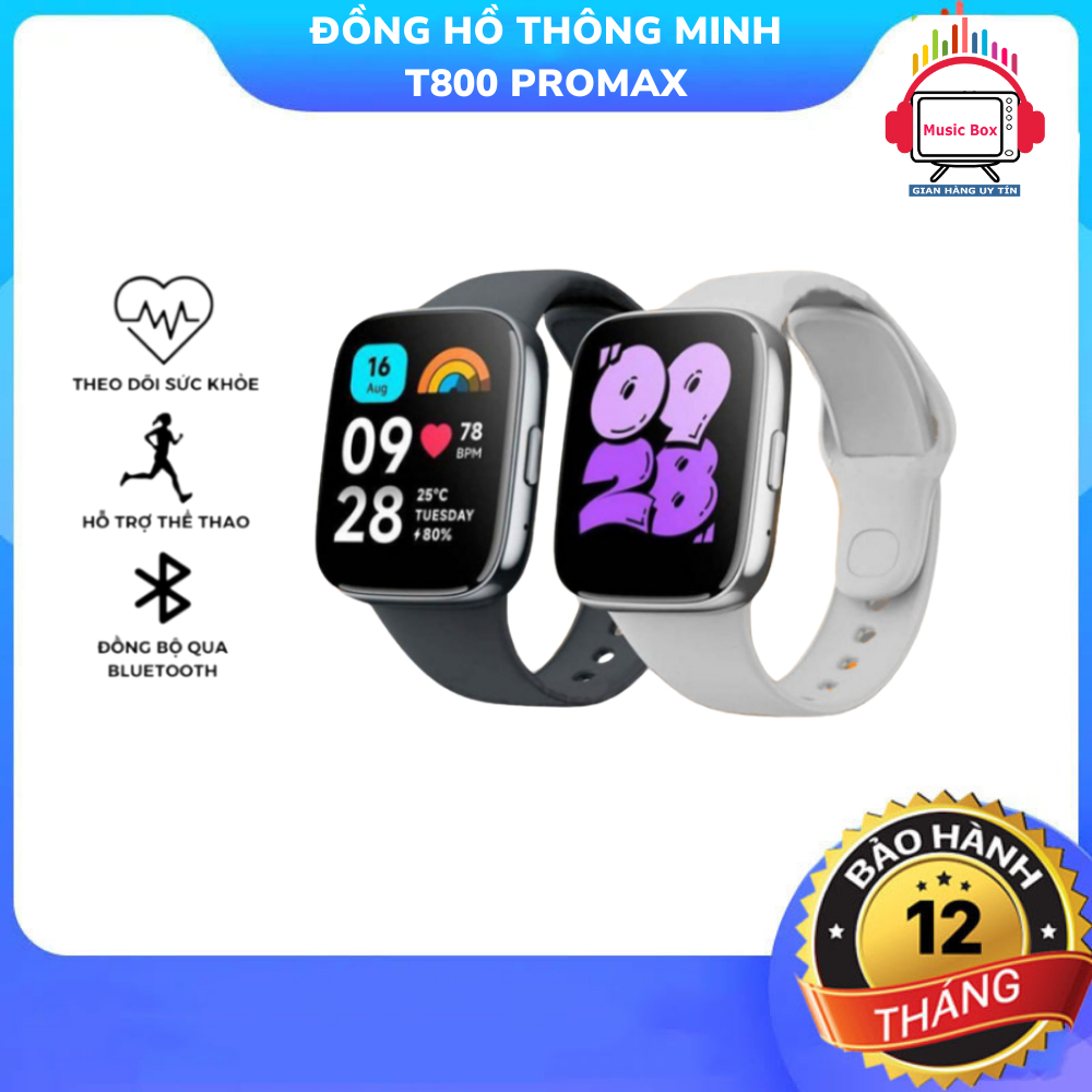 Đồng hồ thông minh T800 Pro Max Nghe gọi Chống nước Cho Nam Nữ, Chơi game, Nhận thông báo sức khỏe.
