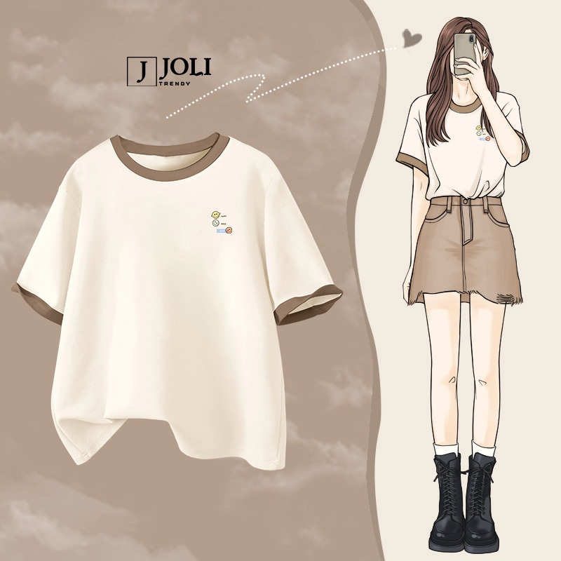Áo Thun Bo Viền Tay Nam Nữ Unisex Tay Lỡ BST01 In Hình Basic Chất Cotton Form Rộng Phong Cách Ulzzang J Joli Trendy | BigBuy360 - bigbuy360.vn