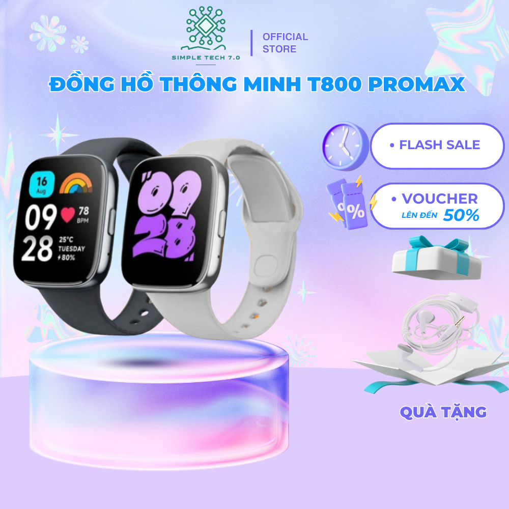 Đồng hồ thông minh T800 Pro Max Nghe gọi Chơi game, Chống nước Nhận thông báo Cho Nam Nữ,sức khỏe.