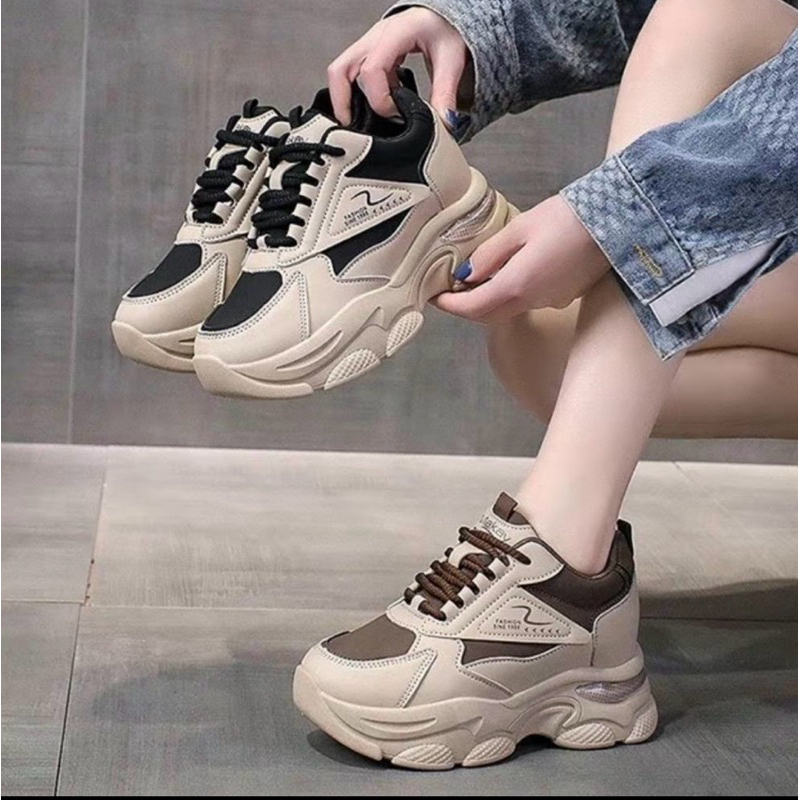 Giày thể thao nữ độn đế nữ 8cm hàng Quảng Châu đế siêu nhẹ, thoáng khí, thời trang phong cách