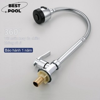 vòi rửa bát inox 304 vòi nước bồn rửa chén Vòi nước gắn tường Ống nước chống rò rỉ mềm 360 độ Vòi nước có bộ lọc phi20mm