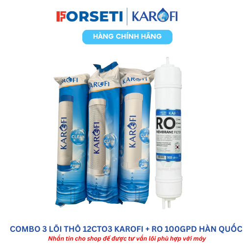 Combo bộ lọc thô+ màng RO cho máy Karofi S-s038, O-P1310, O07, P95, U03, U05, U95, D52...