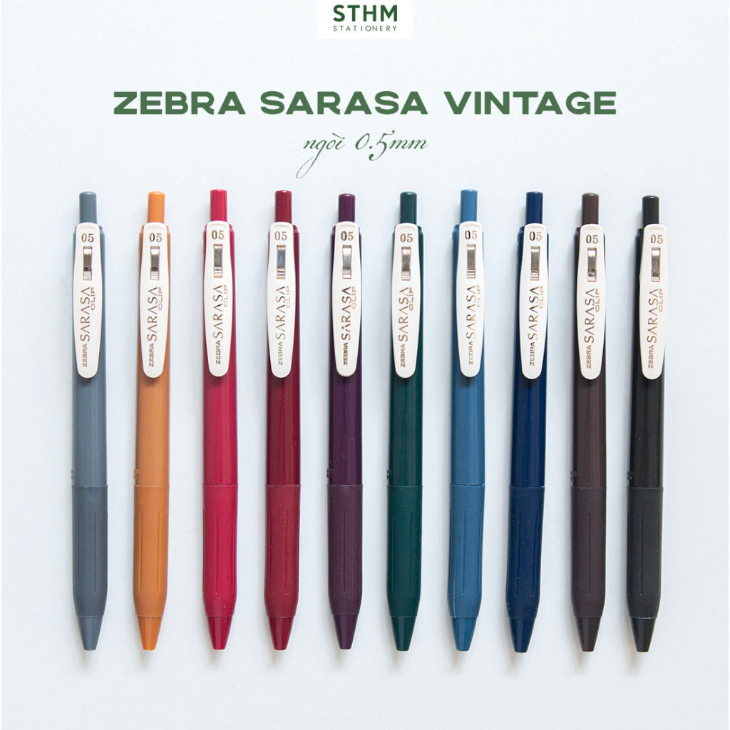 Bút gel nhiều màu ZEBRA SARASA VINTAGE ngòi 0.5mm, mực đều màu, nhanh khô - STHM stationery